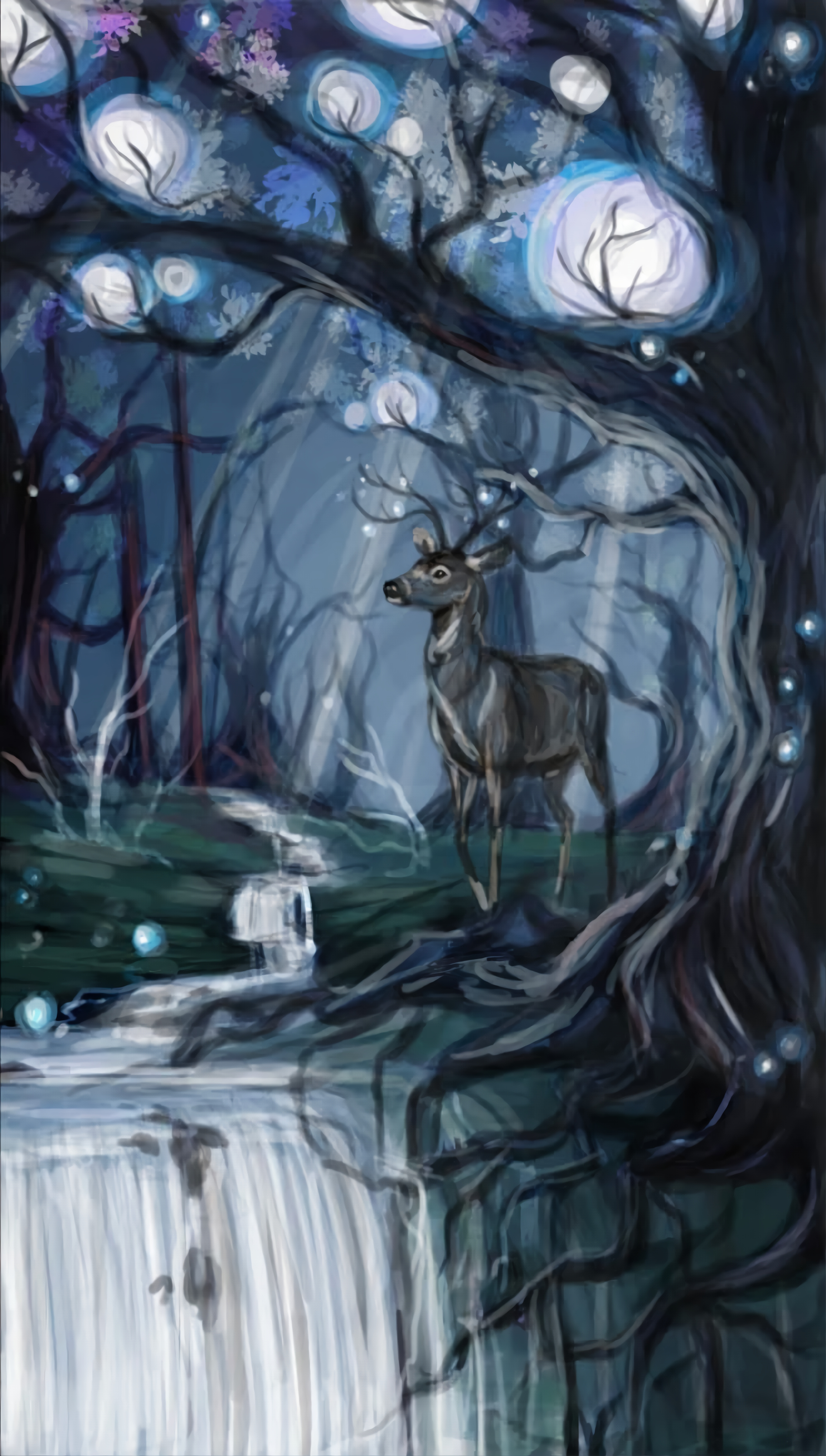 Deer in Blue Forest